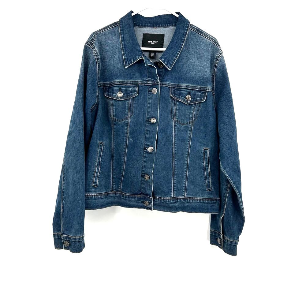 Nine West Jeans Size XXL Missy Lightweight Blue Jean Denim Jacket Button Front